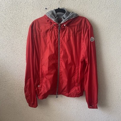 MONCLER Men s Jacket Red Urville Giubutto Nylon Windbreaker Casual Zip Up Size 3