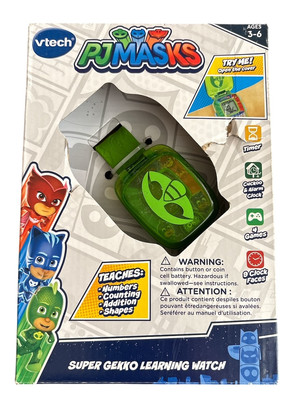 VTEC PJ Masks Super Gekko Learning Watch Green 4 Games, Alarm, Timer, Cuckoo New