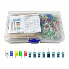 800pcs 1 Metal Film Resistor 10R-1M and 5mm LED Assortment Kit