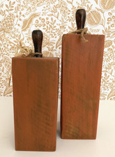 Rustic Wooden Pumpkins Block Sets Of Two Painted Orange Farmhouse Fall Deco
