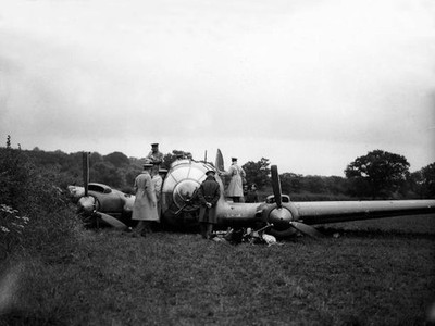 Heinkel 111 wreck inspected by RAF personnel Historic 1940s Old Photo