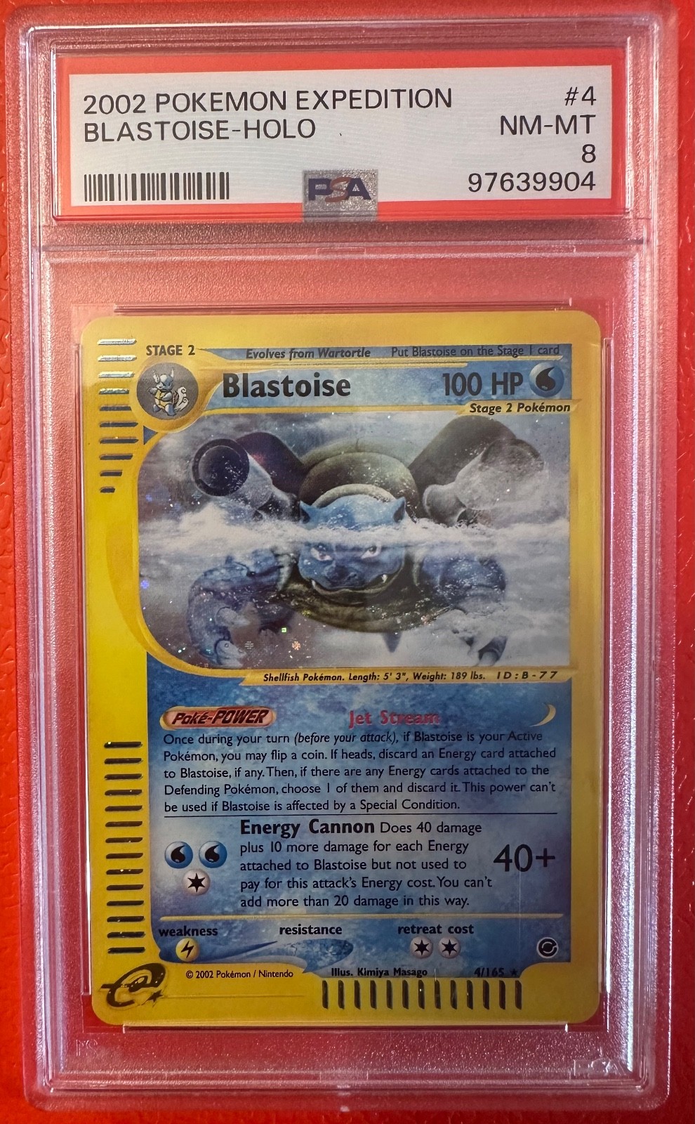 Pokémon TCG Blastoise Expedition Base Set Holo Holo Rare Card 4/165 PSA 8