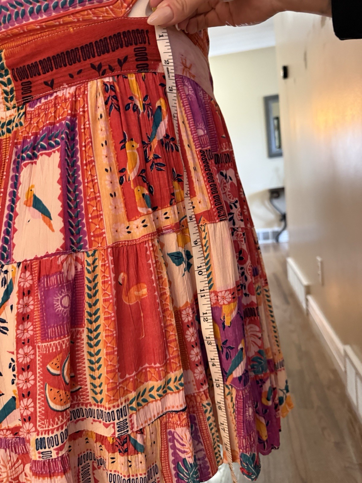 Vintage Patchwork Multi Bird Floral Mini Dress Pi… - image 18