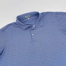 Peter Millar Summer Comfort Golf Polo Mens XXL Blue Geometric Retro Print