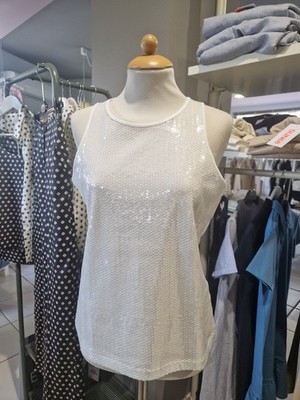 White Marella Sequin Tank Top Size L