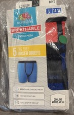 Fruit of the Loom Boys Breathable Cotton Stretch Mesh Boxer Briefs 5-Pack -L
