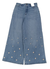 Autograph Women's Jeans Size 10 Blue Wide Leg Embellished High Rise Pockets New