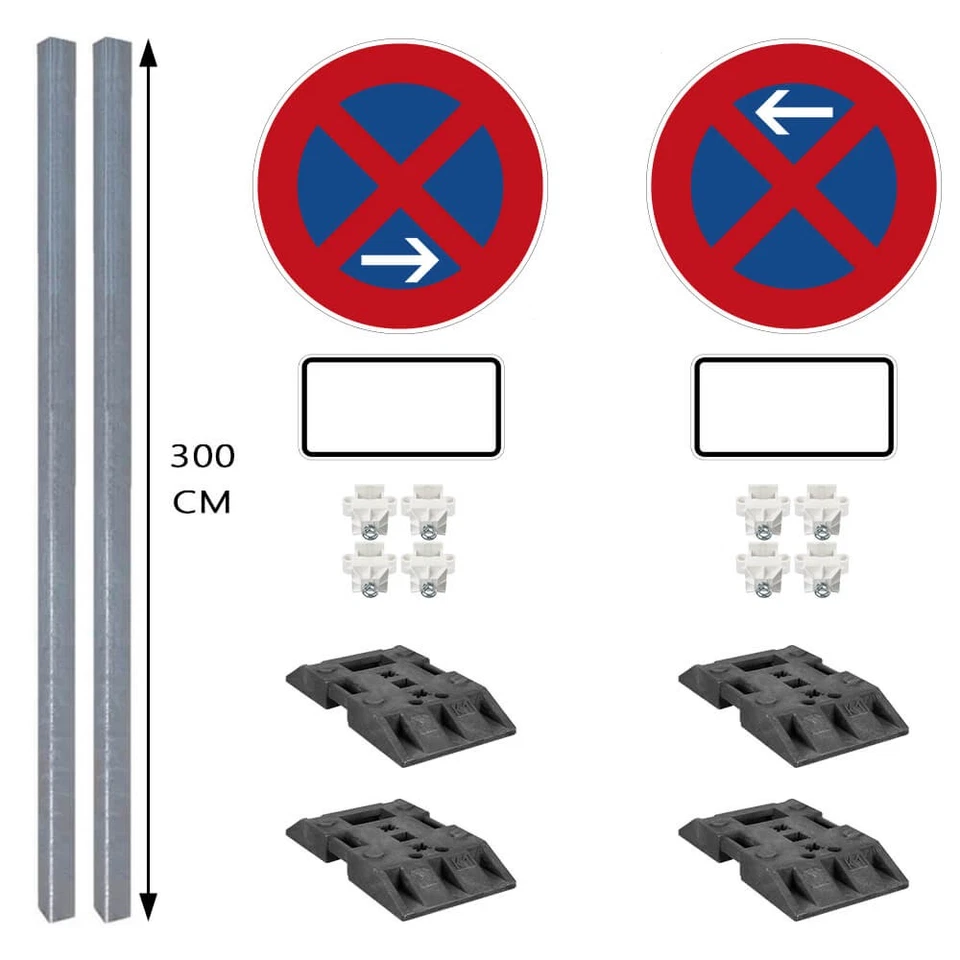 TMS PRO SHOP Haltverbotszonen Set, StVO/RSA, A/E, rechts, 18-tlg., mobil, K2, RA1, Ø 60 cm