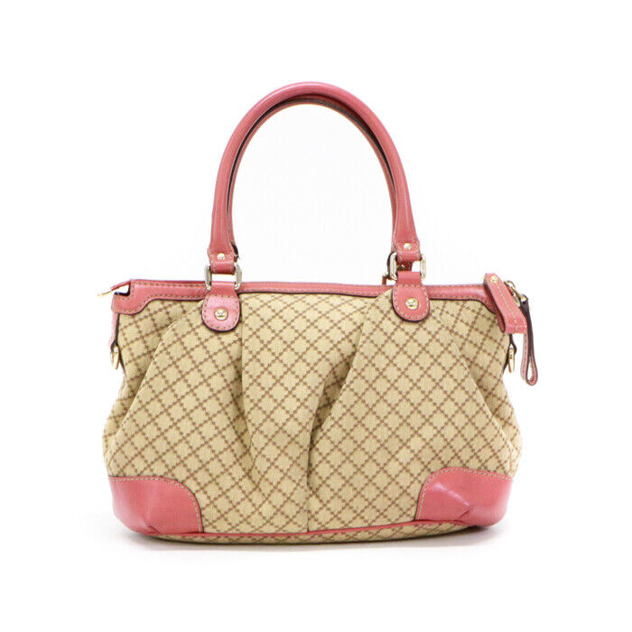 Gucci Soie Diamante Canvas Leather Handbag 247902… - image 3
