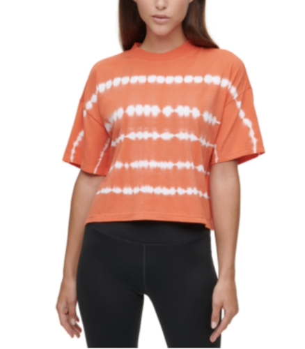 Calvin Klein Top Performance Tie Dye Cropped Orange T-Shirt Sz M NEW NWT AM25