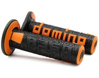 Paar Handgriffe Domino Motorrad Cross Enduro Off-Road Schwarz/Orange 120MM