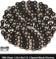 SINGLE SPEED BICYCLE CHAIN BLACK CHROME 1/2"X1/8"X 112,CRUISER,BMX most colors 