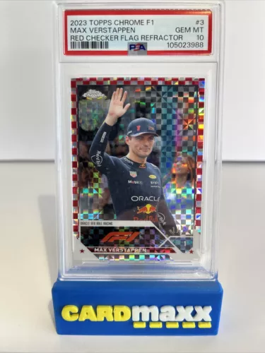 2023 Topps Chrome F1 Max Verstappen #3 RED CHECKER FLAG REFRACTOR 1/5 ! PSA 10