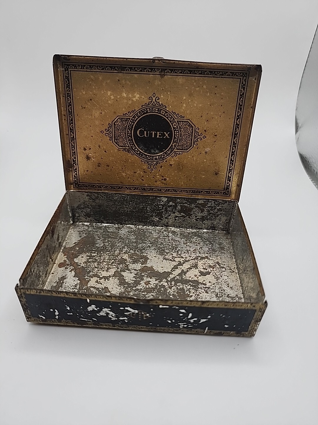 Vintage Art Deco Metal Cutex Five Minute Set Advertising Tin Litho Box Manicure