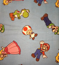 Super Mario Brothers Fabric 12" x 11" Sewing Crafting Length Piece New