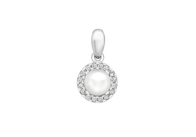 8mm Et Pendentif Perle 9ct or Blanc