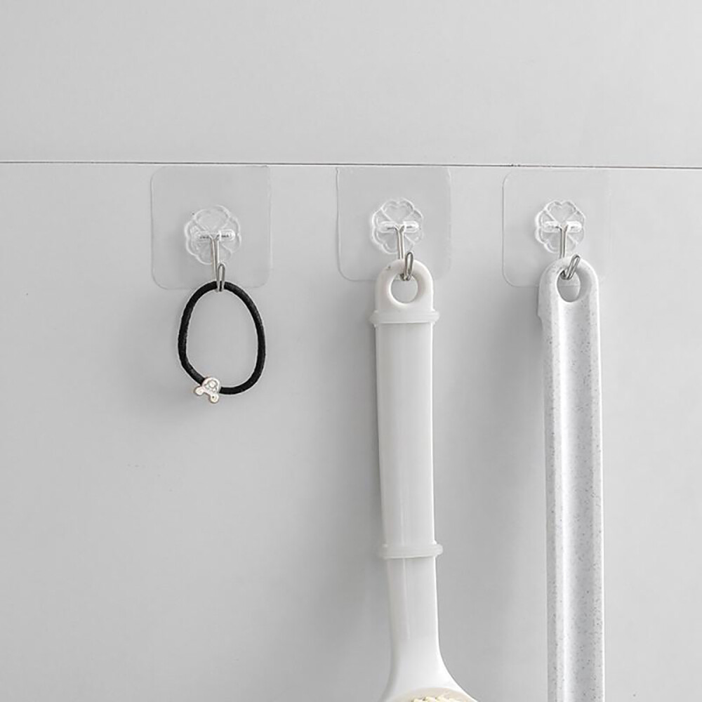 Heavy Duty Self-Adhesive Wall Hooks - Clear Plastic Stick On Hooks For Doors, Christmas, Decor