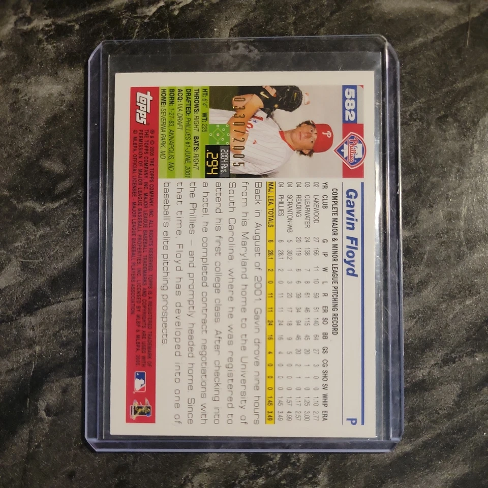 2005 (PHILLIES) Topps Gold #582 Gavin Floyd 330 /2005 Excellent condition NM - Image 2 of 3