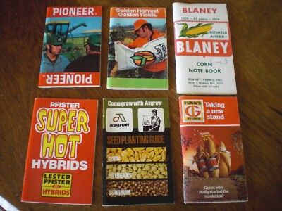 Vtg 6 Pocket Seed Books Pioneer, Golden Harvest, Blaney, Pfister, Asgrow & Funks