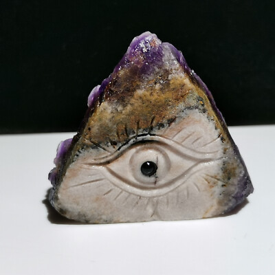 Natural Amethyst Clusters Quartz Mineral Specimens, Hand-Carved Eye Healing,C41