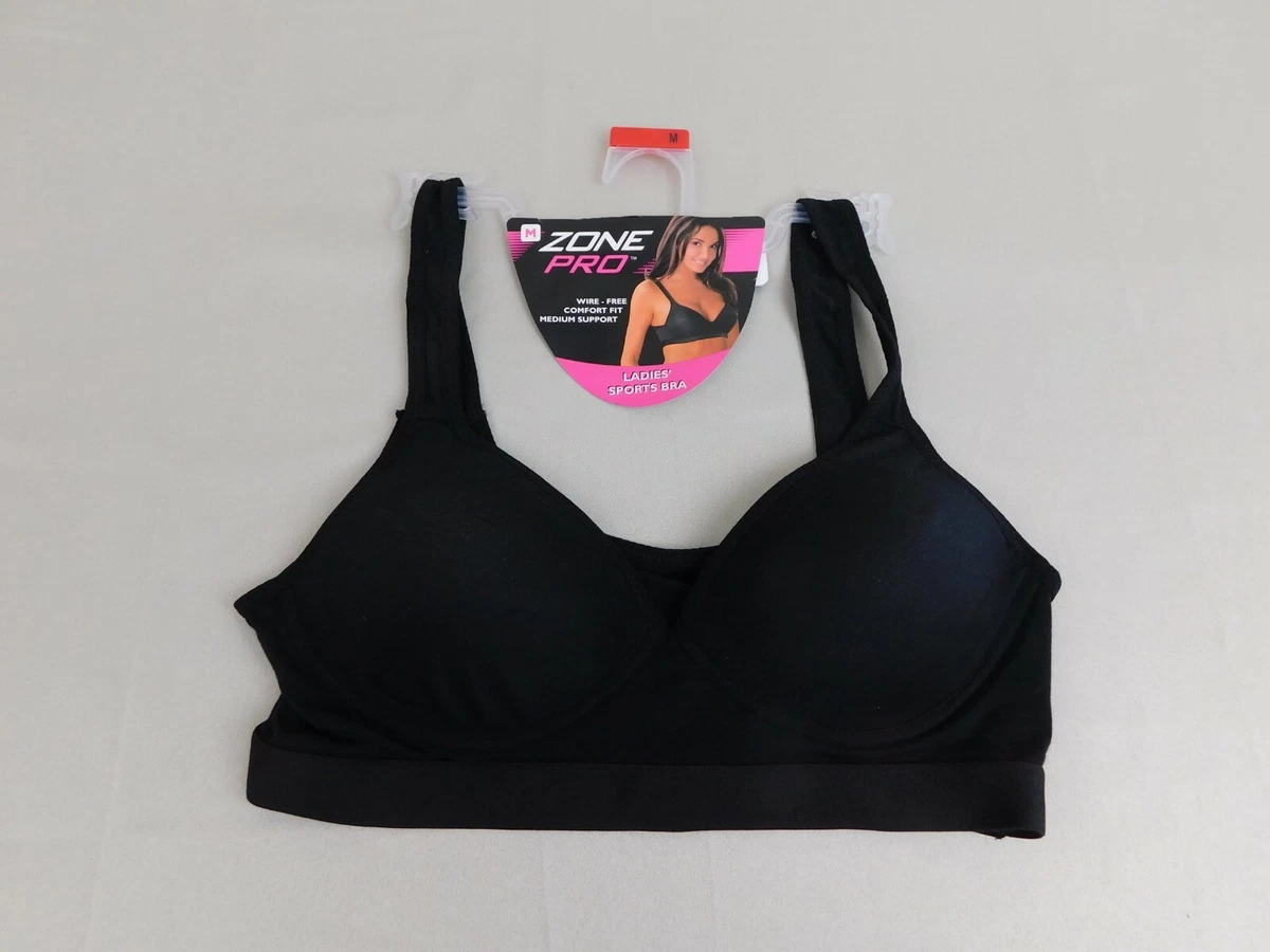 Womens Zone Pro, Black, Compression Fit, Molded Cup, Racerback Sports Bra,  1X