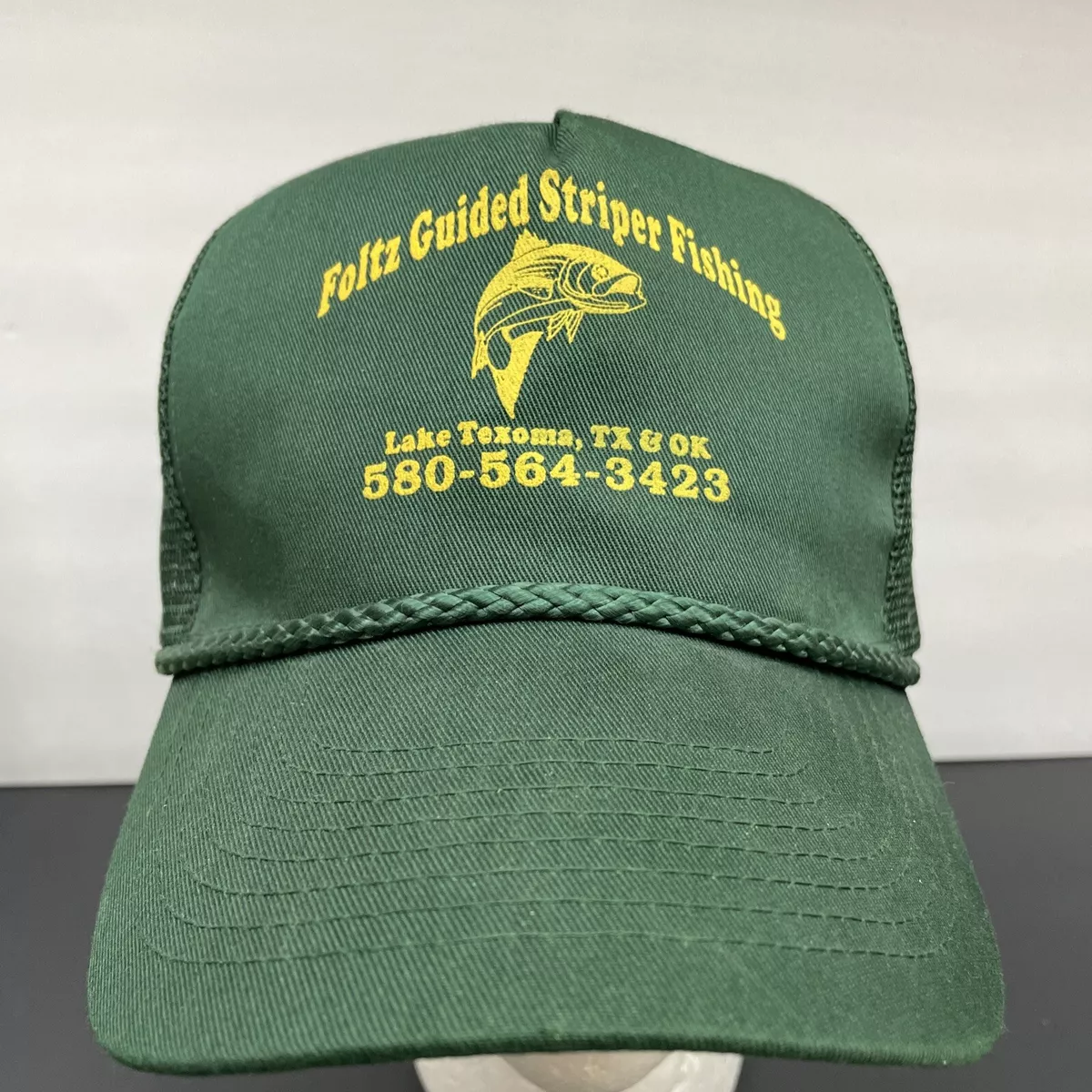 VINTAGE LAKE TEXOMA FOLTZ GUIDED STRIPER FISHING TEXAS MESH TRUCKER CAP HAT