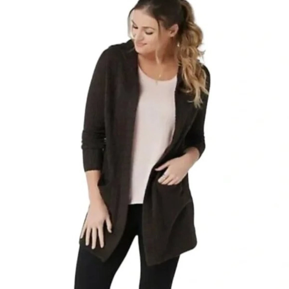 Barefoot dreams cozychic hotsell lite hooded cardigan