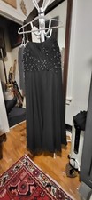 MGNY Madeline Gardner NY Black Lace Applique Beads  Sequins Flowing Gown 16