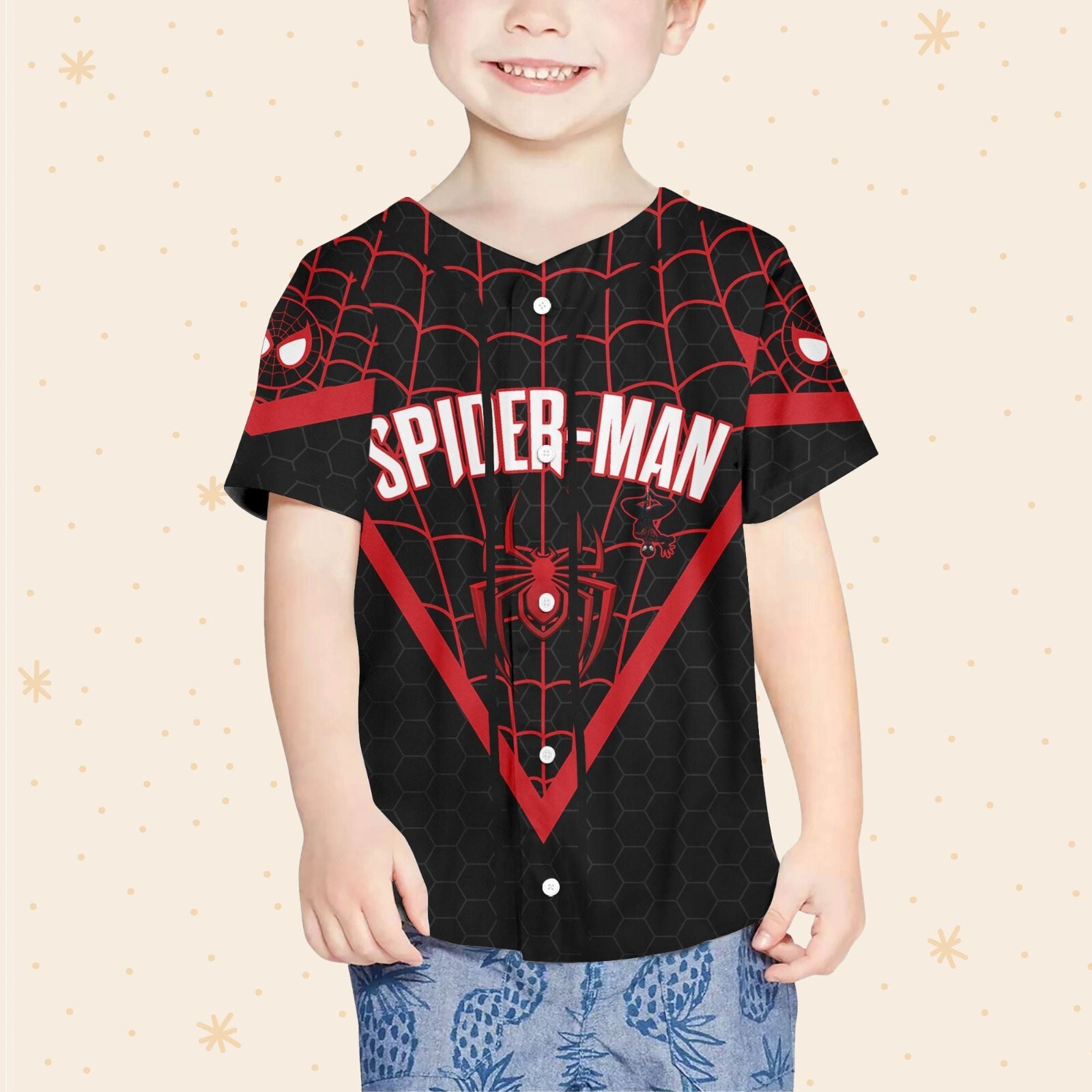 Personalize Spiderman Miles Morales Symbol Black Red, Disney Baseball Jersey