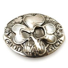 German silver Lucky belt buckle, Irish St Patrick four leaf clover lucky buckle