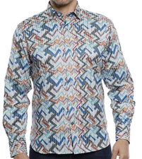 Visconti Black 4177 Multi Color Medium Long Sleeve Sport Shirt [L]