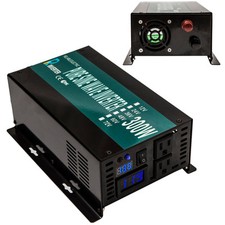 Power Converter 12V DC to 120V AC 300W Pure Sine Wave Inverter Home Solar Car