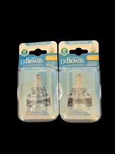 Lot Of 2 Pack x2 Dr. Brown's Natural Flow Silicone Bottle Nipple Level 3 6m+ NIP