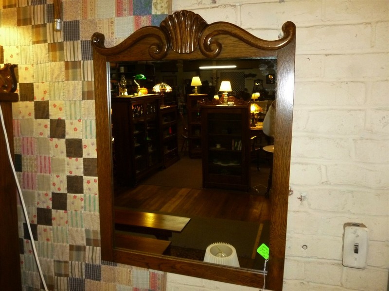 Antique Oak Frame  refinished 1900's New mirror ornate carvings