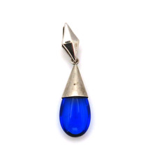 Super beautiful pendant silver blue drop gemstone vintage blue drop * F