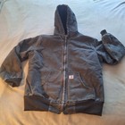 Carhartt Jacket Womens Large Green W130 MOS LG Hooded Canvas Work Coat