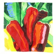 Jean Smith Hot, Hot Peppers Handpainted Needlepoint Canvas 14x14 13ct