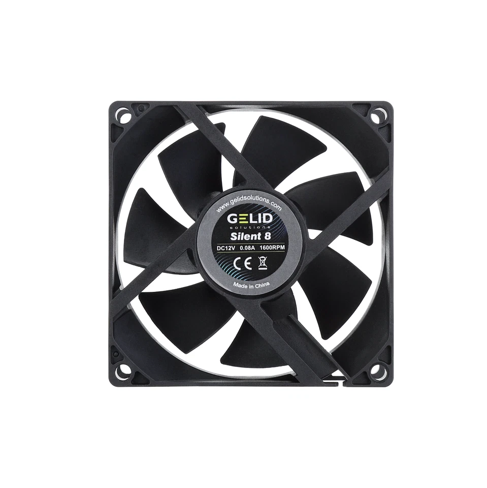 2 x Pack of Gelid Solutions Silent 8 Black 80mm Quiet PC Case Fan 3-Pin 21CFM - Image 3 of 4