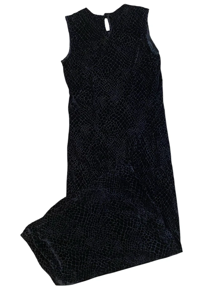 Maxi Vestido Vintage Henri Bendel Terciopelo Burnout Años 90 Y2K Cachicho Negro M Foto 2 de 4