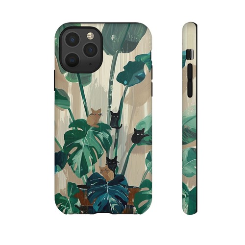 Phone-Ink iPhone, Pixel, Samsung Galaxy Case - Monstera Green Plant Cats - 第 85/191 張圖片