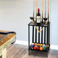 Black Billiards Pool Cue Rack - Billiard Stick Holder Holds 6 Cues for Game Room