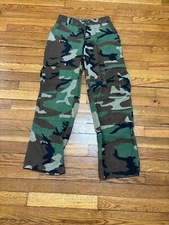 Rothco Mens Cargo BDU Military Pants Woodland Camo Sz XS Reg Button Fly 29" Ins.