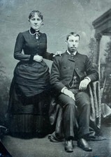 Antique 19th C Tintype Victorian Civil War Era Photo Photograph Husband Wife