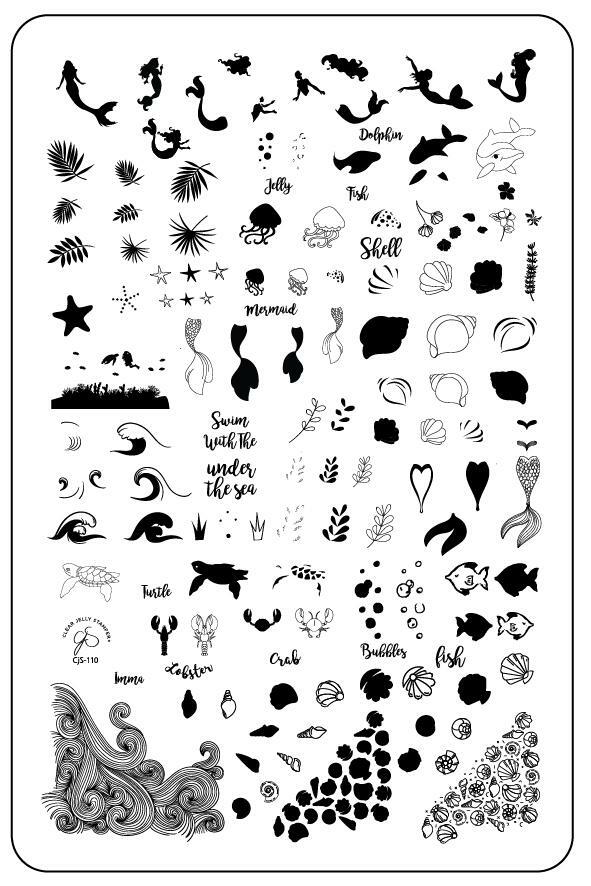 OCEAN & BEACH nail art stamping plates multiple brands fish,sand,waves,summer