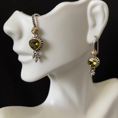 Barbara Bixby Green Quartz Earrings 925 Sterling Silver