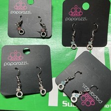 Brand New Paparazzi Earrings- Starlet Shimmer-Diamond Ring Dangle 4 Pairs