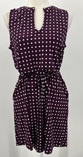 Banana Republic Dress Womens Small Maroon Geo Print Knit Sleeveless Belted