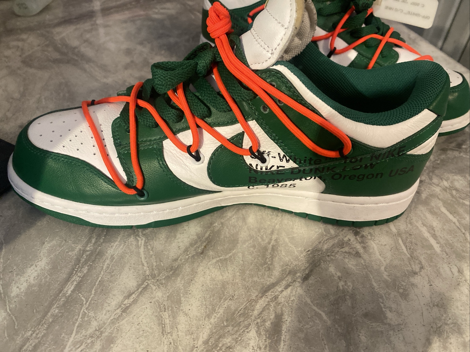 OFF WHITE X NIKE Taglia UK 10 Nike Dunk Low x OFF WHITE verde pino 2019 usate una volta