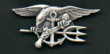 Genuine US Navy SEAL Badge in silver Trident US Made