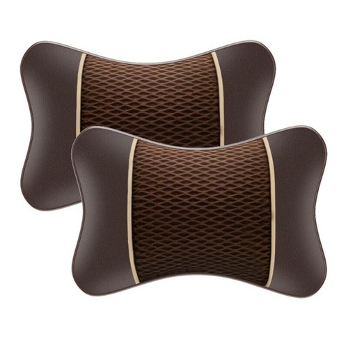 Car Seat Headrest Pad Leather Knitted Pillow Auto Head Neck Rest Support Cushion - Bild 3 von 18